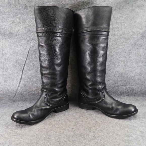 Frye Boots Women 6 Melissa Trapunto Riding Leather Pull On Classic Fashion Black - Picture 9 of 16